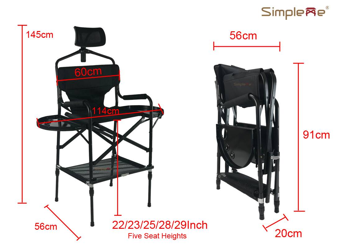 makeup chair with headrest size